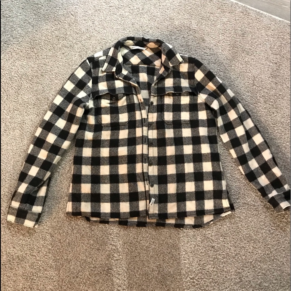 Woolrich wool blend black and white over shirt